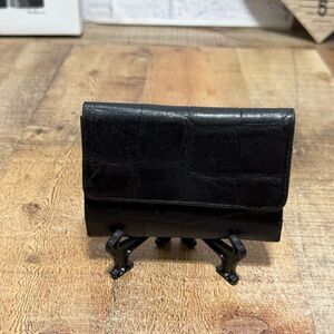 Michael RomeโDesigns Croco Embossed Black Leather Men's Wallet Croc